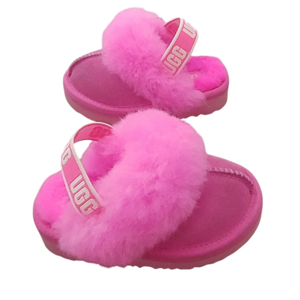 UGG Pink Fluff Slide Slippers for Kids